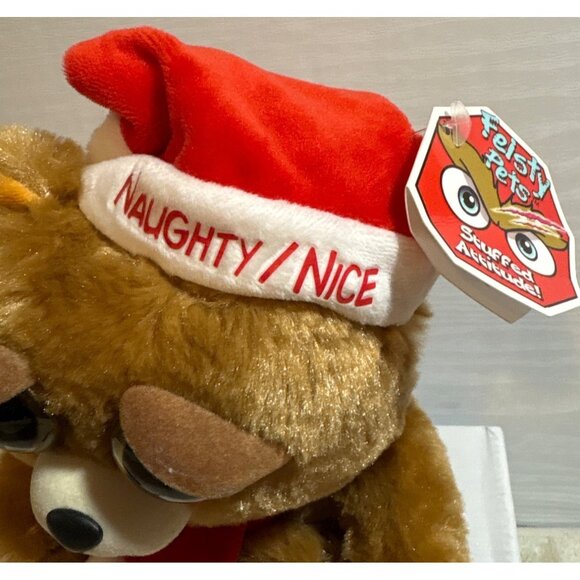 Feisty Pets Naughty Nice Teddy Bear Plush Stuffed Animal Santa Hat & Scarf 2015 - Picture 5 of 10